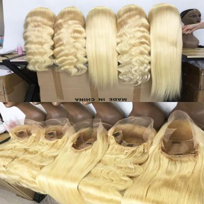 China Body Wave New Arrive 100% Blonde 13x4 Premium Indian Raw Human Hair 613 Lace Frontal Wig Body Wave for sale