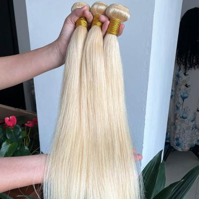 China Silky Straight Wave Brazilian 100% Virgin Hair Weave Vendor Raw Russian Blonde Hair Unprocessed Bundles 613 613 for sale