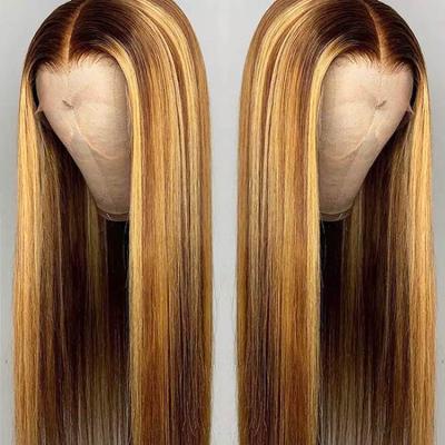 China Factory 10a Hair Grade 13x4 Lace Frontal Wig Brazilian Silky Straight Hair Wigs Wholesale Silky Straight Highlight Wig for sale