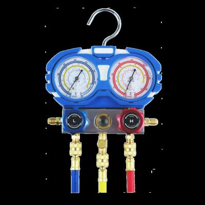 China Indicator HVAC/R China Two Refrigerant Valve Manifold Pressure Gauge Set For R32 With Charging Hose HMG-2-R32-II for sale