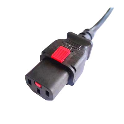 China USA UL498 Electronic Self Locking C13 3-Pin AC Connector 15A 250V AC Plug Straight Wire Cord for sale