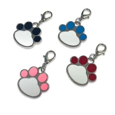 China Prosub Custom DIY Printing Pets Sublimation Dog Name ID Tag Paw Shaped Sublimation Dogtag Blank Zinc Alloy Pendant for sale