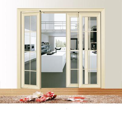 China Four Modern Double Open Folding Aluminum Glass Swing Casement Doors Pt/Pd Aluminum Glass Door for sale