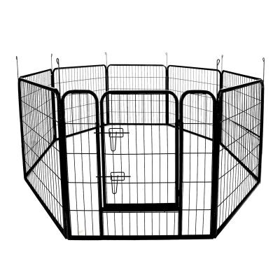 China New Arrival Breathable Metal Square Tube Black Heavy Duty Pet Cage With Wheels For Large Dogs for sale