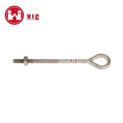 China Overhead Line Accessories Factory Price OEM VIC Pole Line Hardware Fittings Bolt Hot Dip Galvanized Oval Eye Bolt for sale