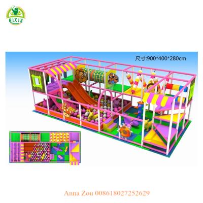 China Pink Space Theme PVC Kids Indoor Playground With Big Slides For Sale for sale