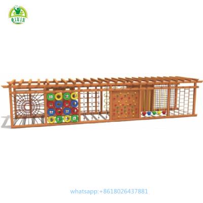 China Market High Quality Wooden Kids Outdoor School/Kindergarten/Park/Playground Equipment Set Outdoor Wooden Climbing Frames Kids Play for sale