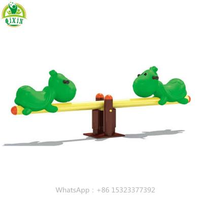 China Dia.114mm Galvanized Steel Pipe and LLDPE Green Seesaw Outdoor Playground Mental Seesaw for sale