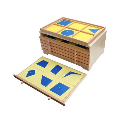 China Beech wood montessori bench geometry cabinet and cards montessori materials preschool toys for sale