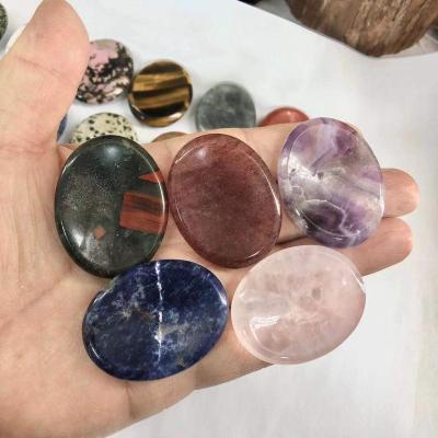 China China Wholesale 45mm Crystal Energy Pocket Stone Gemstone Colorful Natural Worry Stone For Healing for sale