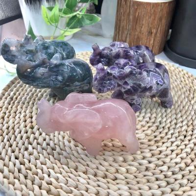 China China Wholesale Natural Hand Carved Crystal Therapy Stone Crystal Elephant Craft Gifts for sale