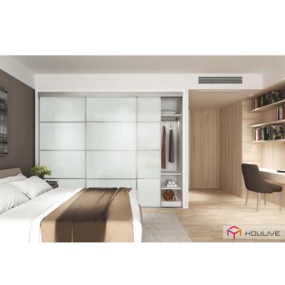 China Mood Adjustable Modern Glass Door Style Sliding Wardrobe Cabinet Bedroom Use (Height) for sale