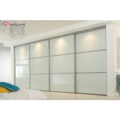 China White Lacquer Bedroom Mood Sliding Door PANEL Customized Wardrobe Glass Doors for sale