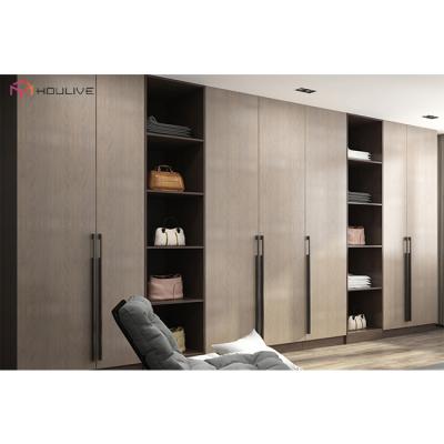 China PANEL Melamine Color Bed Room Furniture 4 Door Style Open Door Wood Wardrobe for sale