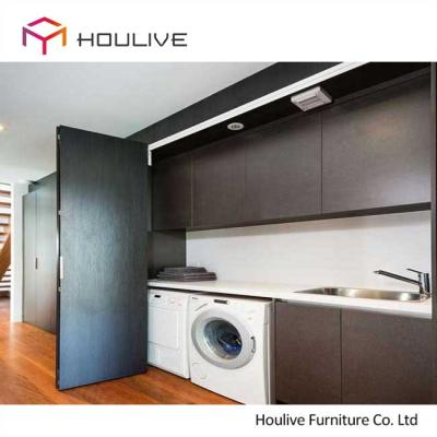 China Convenient laundry room with modern design texture color wood cabinet for sale