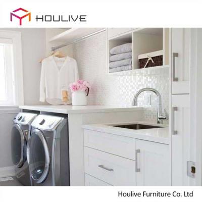 China Convenient Customized Design Cabinet For Laundry Room With Solid Wood Laundry Joinery for sale