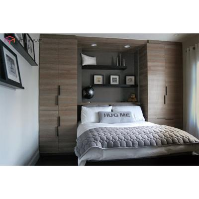 China PANEL Murphy Bed For Space Saving Furniture In Wood Color Wall Bed And Cabinet for sale