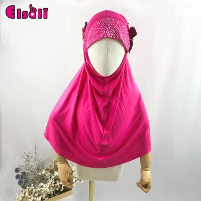 China 2022 Wholesale Arabic Multiple Color Fashion Muslim Elsali Headscarf Breathable Girls Stretch Cotton Hijab Kids Easy To Use Turban for sale