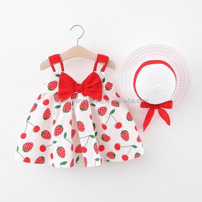 China 2022 Anti-wrinkle hot sale product with hat baby summer dress boutique dress children girls dress dresses for sale