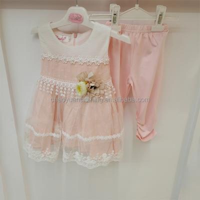 China Hot Selling Sleeveless Princess Lace Dress Baby Comfortable Newborn Cotton Anti-wrinkle Factory Dress Set for sale