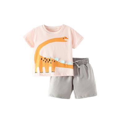 China Anti-wrinkle summer European and American animal short-sleeved shorts printing style boy two-piece suit customized kids cotton shorts set for sale