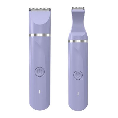 China Low Noise 2 IN 1 Painless Wet And Dry USB Use IPX7 Rechargeable Body Electric Hair Removal Lady Trimmer Shaver Painless Shaver for sale