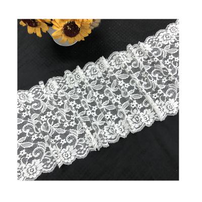 China Viable Wholesale White Bridal French Lace Trimming Elastic Lace Trimming Border For Lingerie for sale