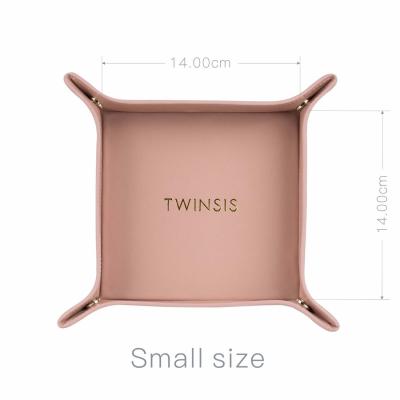 China Twinsis Design Leather Home Office Tray Square Key Tray Folding Sustainable Valet Tray for sale