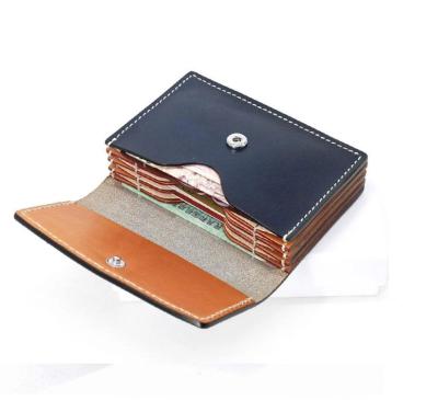 China NATIONAL Genuine Leather Men's Card Wallet Slim Pocket Wallet Small Sard Front Holders Wallets for Men for sale