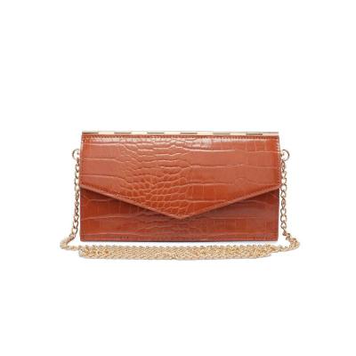 China Fashion Ladies Classic Crocodile PU Envelope Clutch Chain Purse Leather Handbags for sale