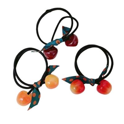 China Simple concise women's hair band Amazon Europe and the United States beautiful hair ornaments cherry head with an elastic band ladies bow hair ribbon manufacturers sale for sale