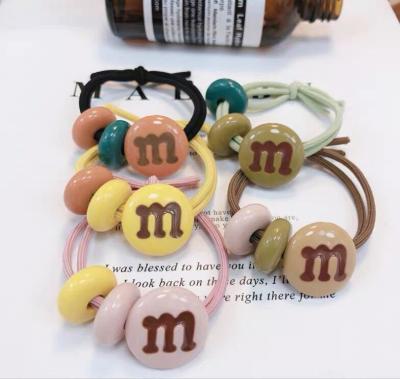 China Simple concise women's hair band cute cartoon children without injury high elastic hair rope ring M bean candy color lady hair band hair band for sale