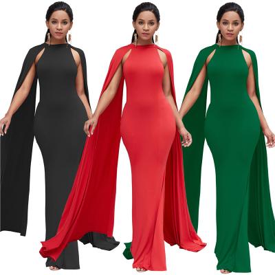 China African Ethnic Slim Fishtail Wedding Dress Anti-Static Mermaid Wing Style Solid Color Batwing Sleeve Evening Dress Long Sleeve Wedding Dress for sale