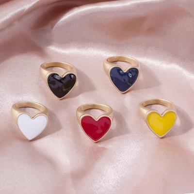 China Environmentally friendly Amazon European and American jewelry matte gold and matte silver love heart ring INS hot sale factory direct source for sale