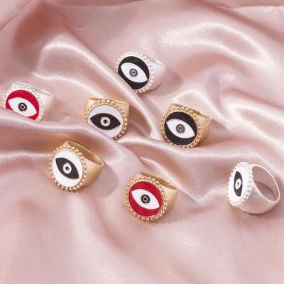 China Factory direct hot sale matte silver exaggerated eye pattern dripping eye pattern ring environmental friendly gold source friendly jewelry for sale