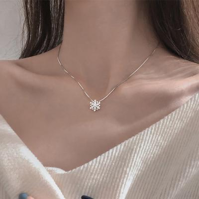 China Instant Silver Female Celebrity Fashion Internet Trend Ins Popular Necklace Diamond 925 Snowflake Chain for sale