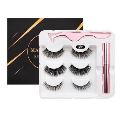 China Dropshipping Waterproof 3 Pairs Single False Eyelashes 3d Mink Magnetic Eyelash Vendors Waterproof Magnetic Liquid Eyeliner for sale