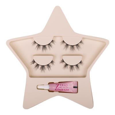 China New Delicate Design Lashes Box Lash Supplies Wholesale 3d Eyelash Strip Lashes 2 Pairs Full With Case And Glue Kit for sale