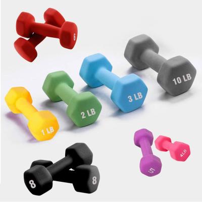 China Colorful Custom Neoprene Fitness Yoga Workout Waterproof Durable Non-Slip Dip Dumbbells Set For Women for sale