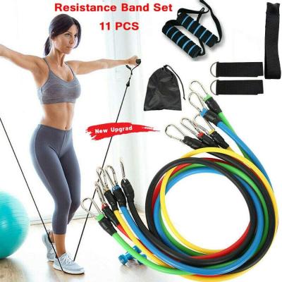 China Hot Selling Home Exercise Fitness Latex 11pcs Resistance Band and Tube Set for sale