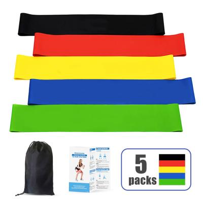 China Inoor Sporting Goods 5 Packs Latex Comfortable Exercise Resistance Bands Resistance Loops Fitness Body Bands Heavy Resistance Workout Bands For Outdoor for sale