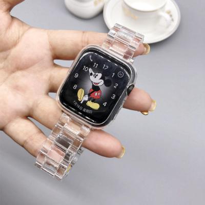 China Replacement Designer Clear Plastic Not Lucite For Apple Watch Bands Hot Pink Smart Watch Band Sport Fashion Cool Strap for sale