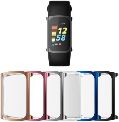 China 2021 New Fashion Style Sport Electroplate PC Case With Clear Full Coverage Waterproof Cases For Fitbit Charge 5 Watch Case for sale