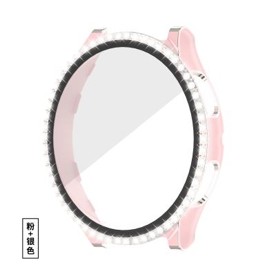 China Fashion New Style Diamond Single PC With Tempered Glass Screen Protective Case 40mm 44mm Plastic Housings For Samsung Galaxy Watch 4 for sale