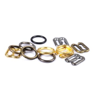 China Eco-Friendly Wholesales Custom Metal Swimwear Bra Sliders and O-rings with Hooks for Rings and Bikini Lingerie Hooks Sliders for sale