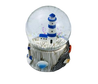 China Europe 65mm Resin water globe light house beach design souvenir gift for sale