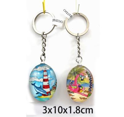 China Keychain Customized light house design glass material keychain for sale