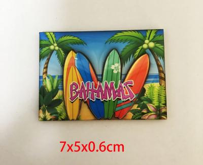 China Europe Customized 3D fridge magnet with palm tree and surfboard design for sale