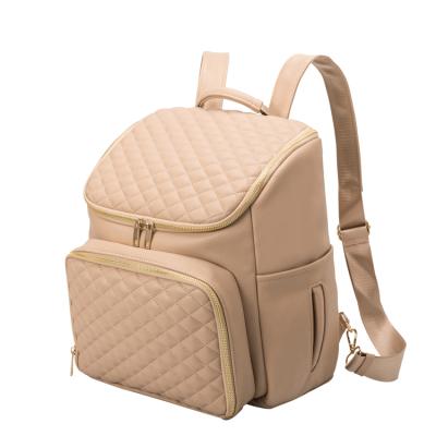 China Luxury Premium Anti-theft Leather Portable Baby Diaper Bags PU Baby Changing Diaper Wet Bag with Portable Changing Pad for sale