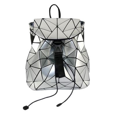 China New logo style bagpack girls bright geometric drawstring bag women backpack custom made waterproof mochilas multifunctional girls for sale